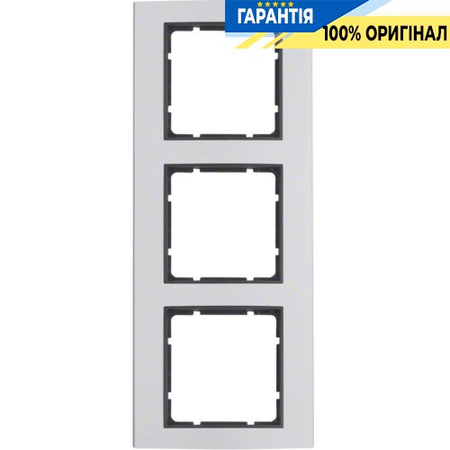 Рамка 3-а коллекция B.3, цвет «алюминий/антрацит», Berker 10133004