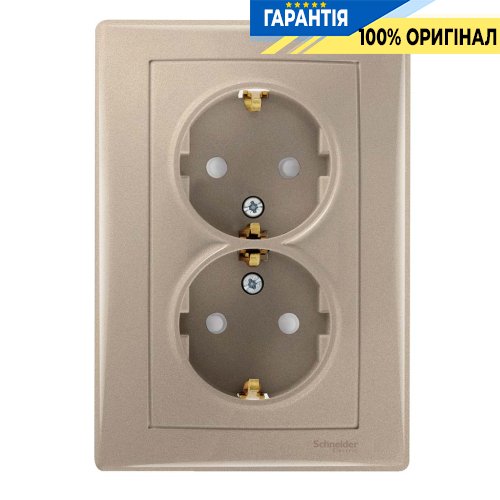 Розетка с з/к 2-а со шторками цвет титан «Sedna» Schneider Electric SDN3000468