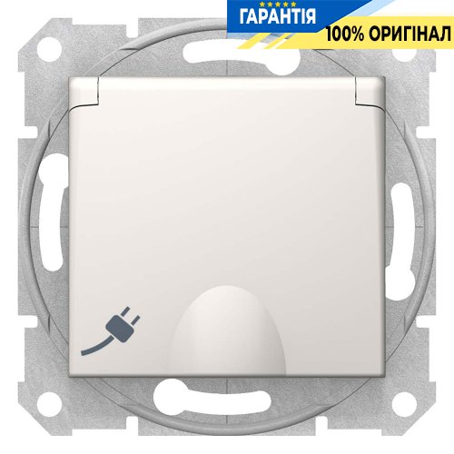Розетка з з/к зі шторками з кришкою (слонова кістка) Sedna Schneider Electric SDN3100123