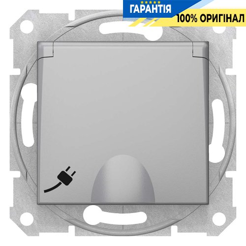 Розетка з з/к зі шторками з кришкою (алюміній) Schneider Electric Sedna SDN3100160