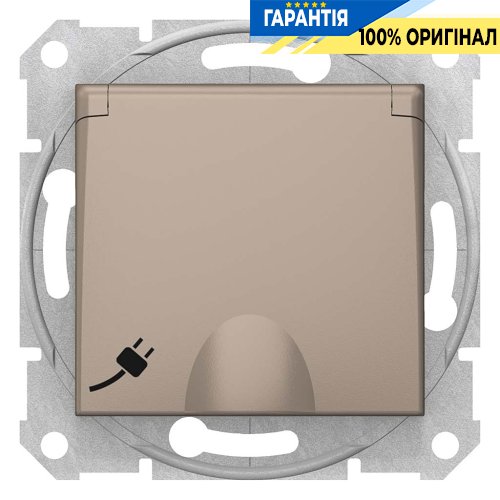 Розетка с з/к со шторками с крышкой цвет титан «Sedna» Schneider Electric SDN3100168