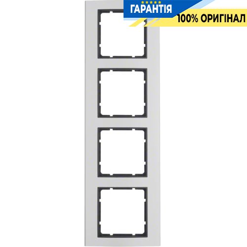 Рамка 4-а коллекция B.3, цвет «алюминий/антрацит», Berker 10143004