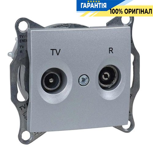 Розетка телевізійна TV-R прохідна (алюміній) Schneider Electric Sedna SDN3301360