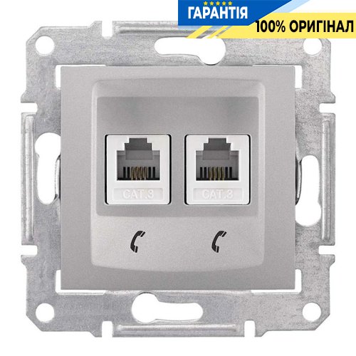Телефонна розетка TF-2 подвійна (алюміній) Schneider Electric Sedna SDN4201160