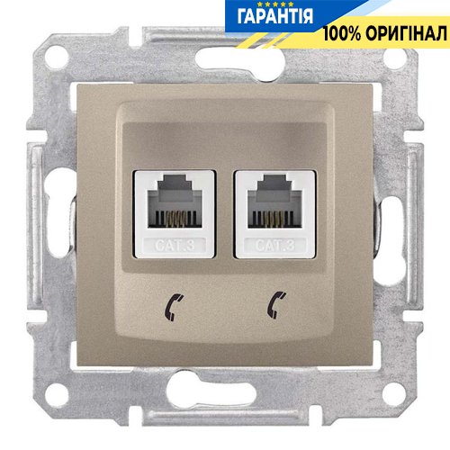 Телефонна розетка TF-2 подвійна (титан) «Sedna» Schneider Electric SDN4201168