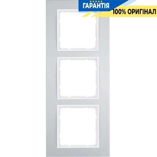 Рамка 3-а колекція B.3, колір «алюміній / полярно білий матовий», Berker 10133904