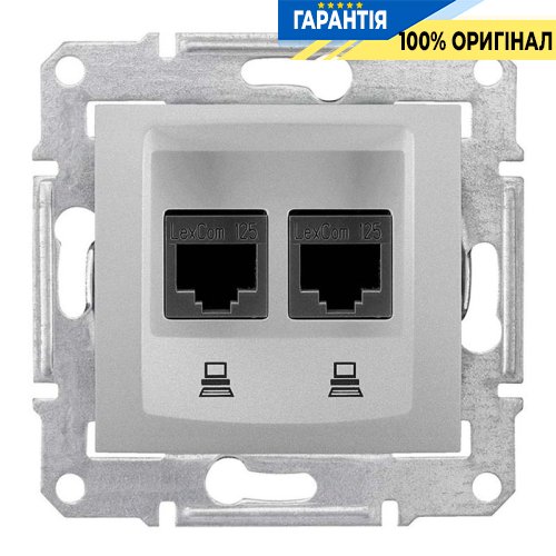 Компьютерная розетка 2-а цвет алюминий Schneider Electric SDN4400160