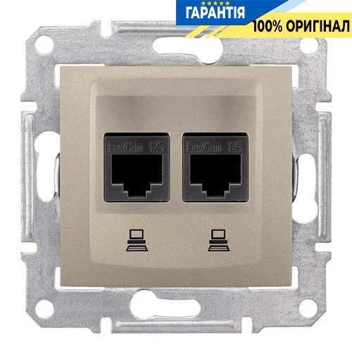 Розетка компьютерная двойная цвет титан «Sedna» Schneider Electric SDN4400168
