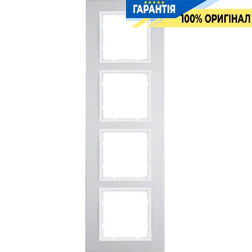 Рамка 4-а колекція B.3, колір «алюміній / полярно білий матовий», Berker 10143904