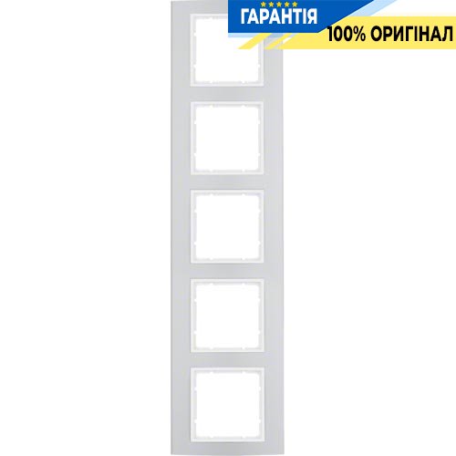 Рамка 5-а колекція B.3, колір «алюміній / полярно білий матовий», Berker 10153904