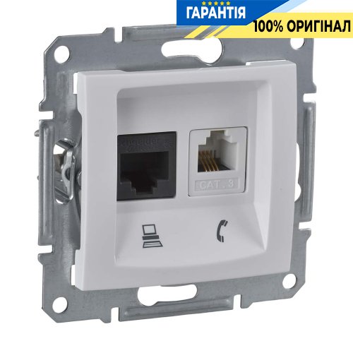 Розетка телефонна + комп'ютерна (білий) Schneider Electric SDN5100121