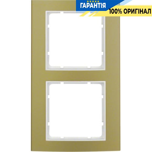 Рамка 2-а коллекция B.3, цвет «золото/полярно белый», Berker 10123046