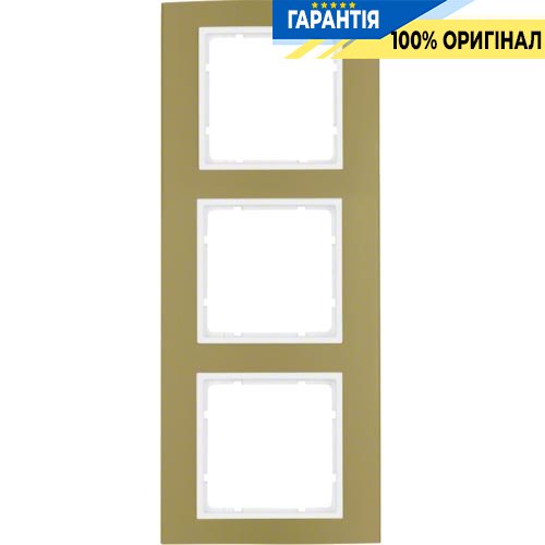 Рамка 3-а коллекция B.3, цвет «золото/полярно белый», Berker 10133046
