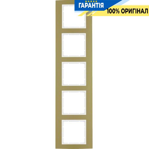 Рамка 5-а коллекция B.3, цвет «золото/полярно белый», Berker 10153046