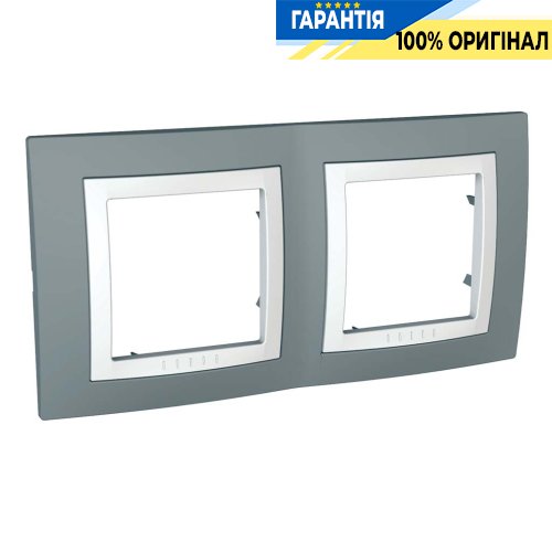 Рамка 2-я Schneider Electric MGU2.004.858 Unica «Basic», цвет серый техно/белый
