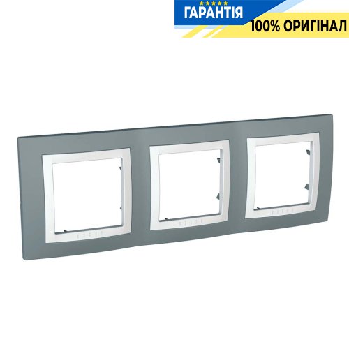 Рамка 3-я Schneider Electric MGU2.006.858 Unica «Basic», цвет серый техно/белый