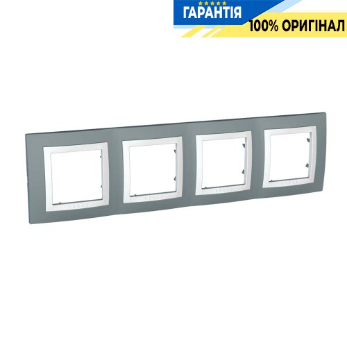 Рамка 4-а Schneider Electric Unica Basic MGU2.008.858, Сірий техно/білий