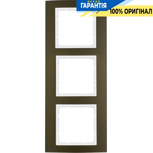 Рамка 3-а колекція B.3, колір «коричневий / полярно білий», Berker 10133021