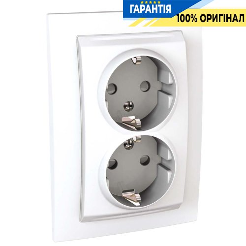 Розетка 2-а з з/к зі шторками Schneider Electric Unica MGU23.067.18, Біла