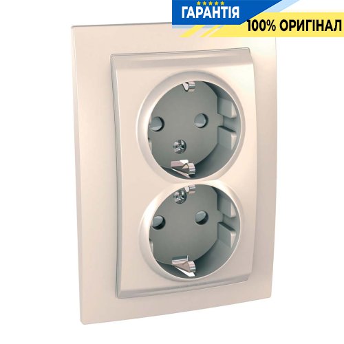 Розетка 2-я с з/к со шторками Unica слоновая кость Schneider Electric MGU23.067.25
