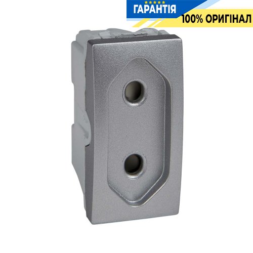 Розетка плоска, вузька 1-модуль, без заземлення, із захисними шторками Schneider Electric Unica MGU3.031.30, Алюміній