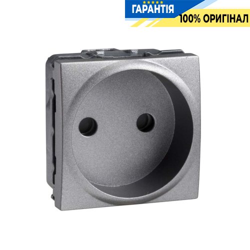 Розетка без заземлення із захисними шторками 2-м. Schneider Electric Unica MGU3.033.12, Графіт