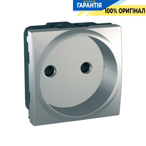 Розетка без з/к шторки 2-м. Unica алюминий Schneider Electric MGU3.033.30