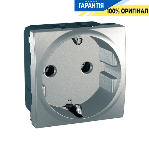 Розетка электрическая с заземлением Unica алюминий Schneider Electric MGU3.036.30