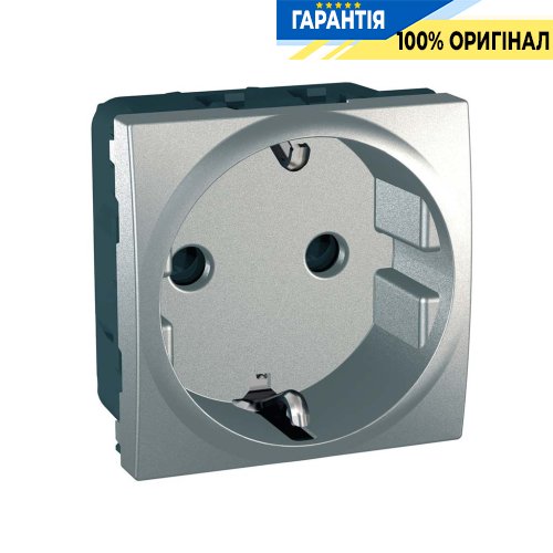 Розетка з «захисними шторками» Schneider Electric Unica MGU3.037.30, Алюміній