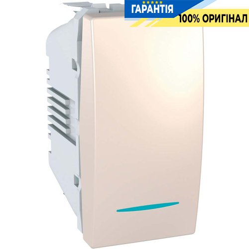 Вимикач з підсвічуванням 1-кл 1-модуль, Schneider Electric Unica MGU3.101.25N, Слонова кістка
