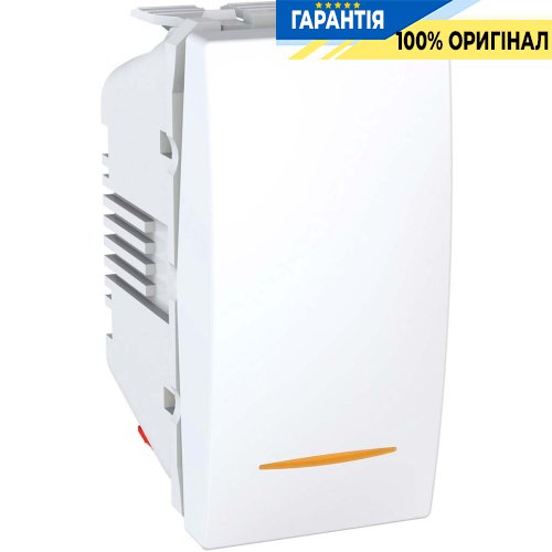 Вимикач прохідний 1-кл, 1-м. з індикацією Schneider Electric Unica MGU3.103.18S, Білий