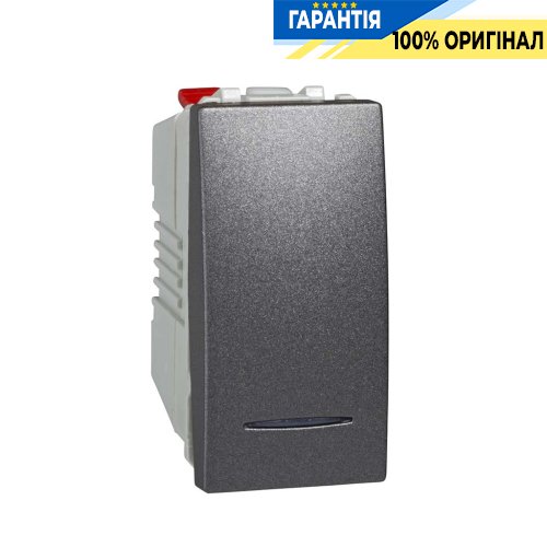 Выключатель кнопочный 1-кл, 1-м. c подсв. Unica графит Schneider Electric MGU3.106.12N