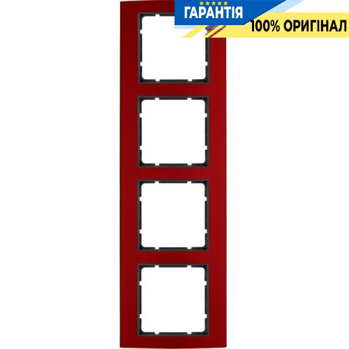 Рамка 4-а колекція B.3, колір червоний / антрацит матовий, Berker 10143012