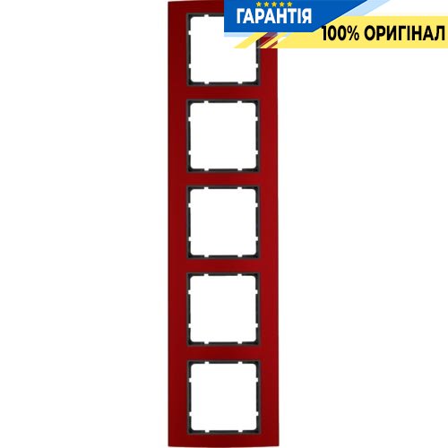 Рамка 5-а коллекция B.3, цвет красный/антрацит матовый, Berker 10153012