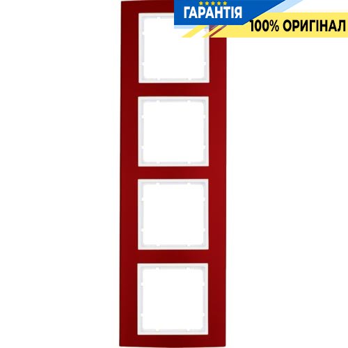 Рамка 4-а колекція B.3, колір «червоний / полярно білий», Berker 10143022