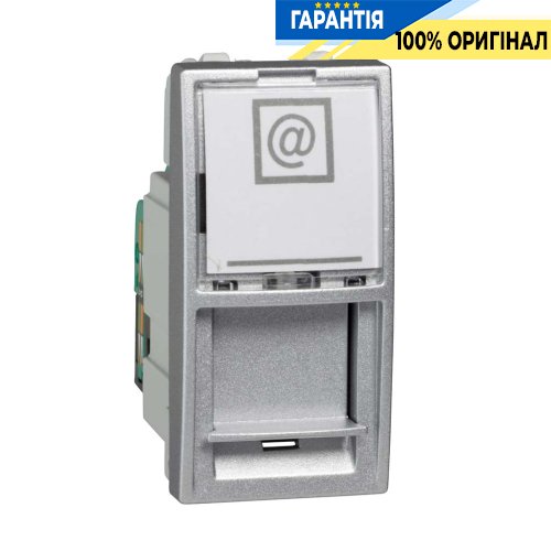 Розетка комп'ютерна RJ-45. UTP кат.5e 1-модуль. Schneider Electric Unica MGU3.410.30, Алюміній