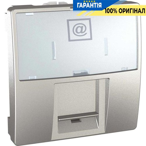 Розетка комп'ютерна RJ-45. FTP кат. 5e 2-модуля. Schneider Electric Unica MGU3.413.30, Алюміній металік