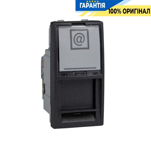 Розетка комп'ютерна RJ-45. UTP кат. 6 1-модуль. Schneider Electric Unica MGU3.414.12, Графіт