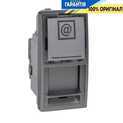 Розетка комп'ютерна RJ-45. UTP кат. 6 1-модуль. Schneider Electric Unica MGU3.414.30, Алюміній