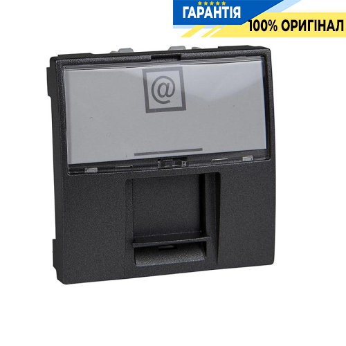 Розетка компьютерная RJ-45. UTP кат.6 2-модуля. Unica графит Schneider Electric MGU3.415.12
