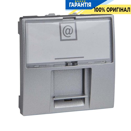 Розетка комп'ютерна RJ-45. UTP кат. 6 2-модуля. Schneider Electric Unica MGU3.415.30, Алюміній металік