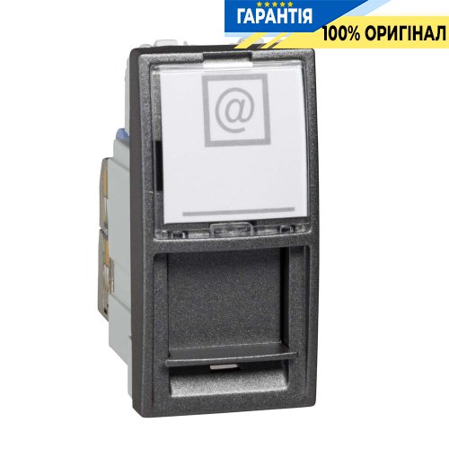 Розетка комп'ютерна RJ-45. FTP кат. 6 1-модуль. Schneider Electric Unica MGU3.416.12, Графіт