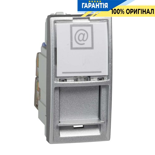 Розетка компьютерная RJ-45. FTP кат.6 1-модуль. Unica алюминий Schneider Electric MGU3.416.30