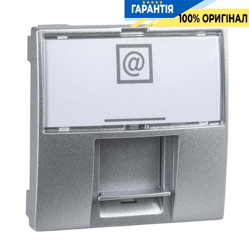 Розетка комп'ютерна RJ-45. FTP кат. 6 2-модуля. Schneider Electric Unica MGU3.417.30, Алюміній металік