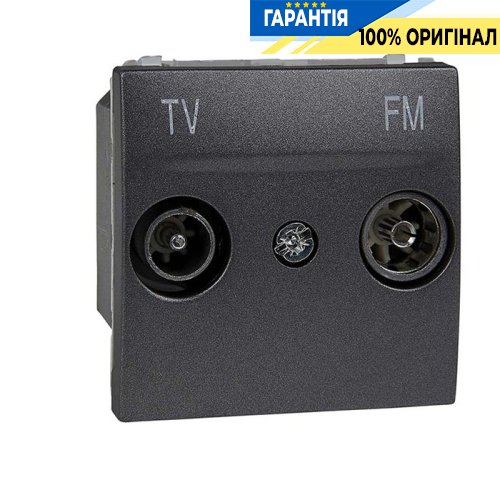 Розетка телевізійна прохідна ТV-R 2-м. Schneider Electric Unica MGU3.453.12, Графіт