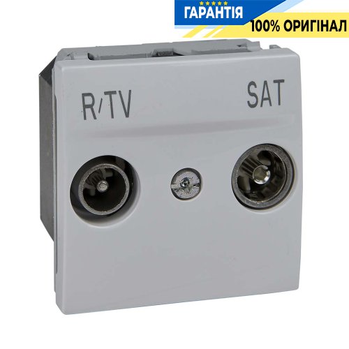 Розетка телевізійна прохідна ТV-R-SAT 2-м. Schneider Electric Unica MGU3.456.18, Білий