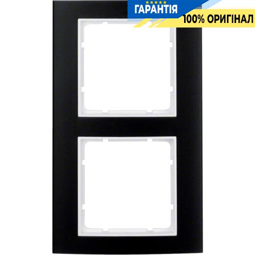 Рамка 2-а коллекция B.3, цвет «черный/полярно белый матовый», Berker 10123025