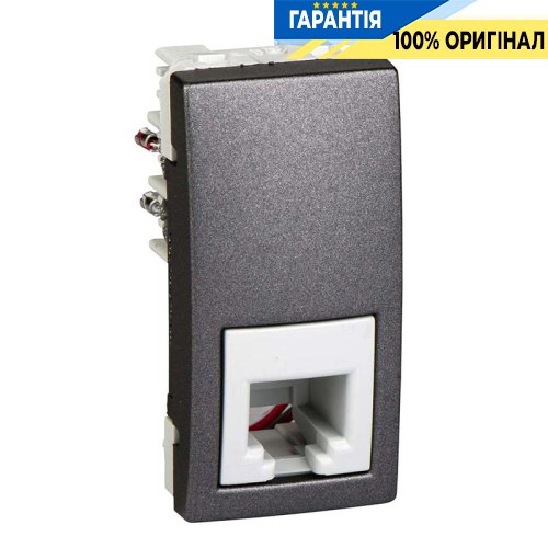 Розетка телефонна RJ-11. 1-м. Schneider Electric Unica MGU3.490.12, Графіт