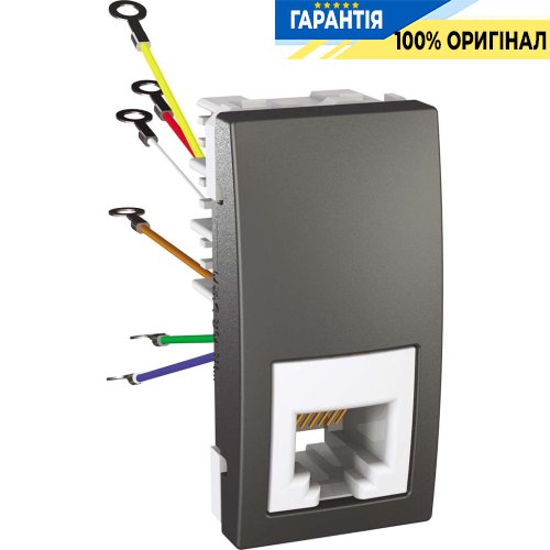 Розетка телефонная RJ-12. 1-м. Unica графит Schneider Electric MGU3.491.12