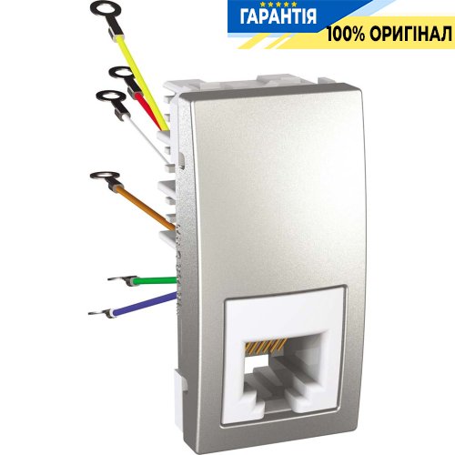 Розетка телефонная RJ-12. 1-м. Unica алюминий Schneider Electric MGU3.491.30